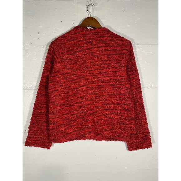 NWT Chico’s Design Red Boucle Blazer Jacket Nubby Fringe Bright Size Small 4 - Picture 8 of 11